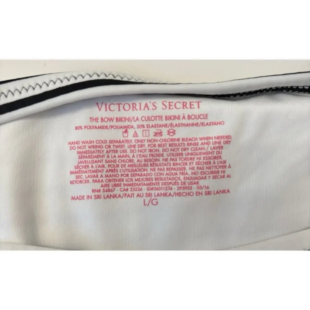 Victorias Secret Essential Side Tie Bikini Bottom Size Large White/Black Stripes